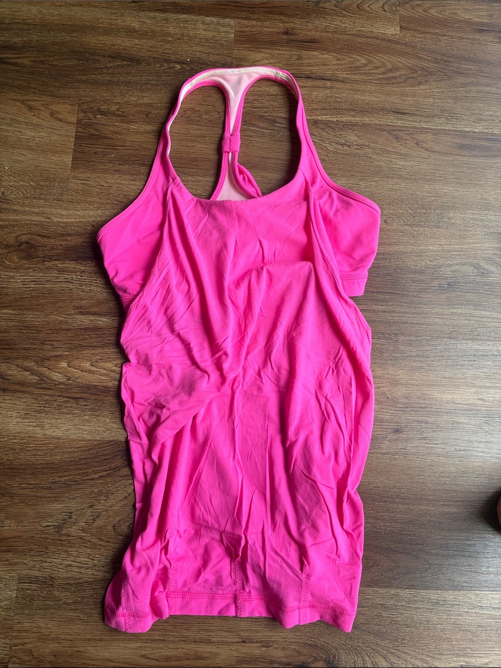 lululemon Neon Pink Racerback Tank with sports bra underneath size 8
